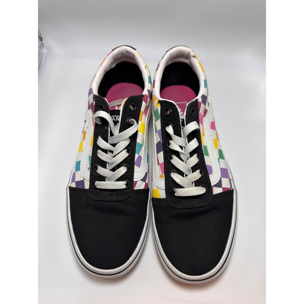 Vans Ward Rainbow Checkerboard Black White Low Top Sneakers Women 8.5 500714 - Picture 4 of 7